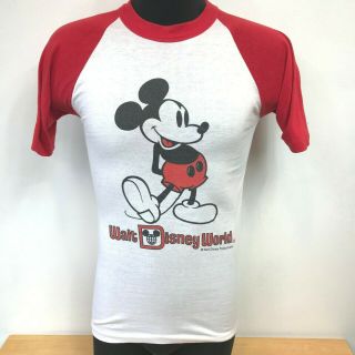 Vintage 1980s Mickey Mouse Raglan T Shirt Size S Walt Disney Productions Usa S6