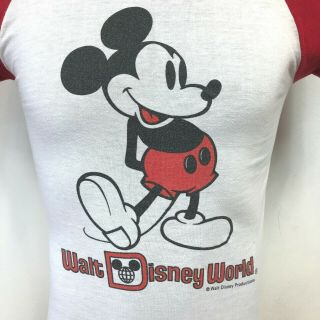 Vintage 1980s Mickey Mouse Raglan T Shirt size S Walt Disney Productions USA S6 2