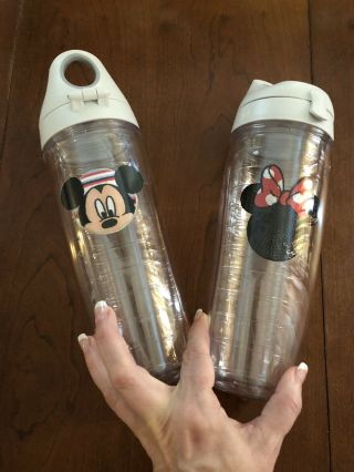 Disney Tervis His & Hers Mickey And Minnie Water Bottles 24oz Each - 2 Bottles