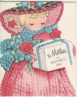 Vintage Norcross Yarn Girl Mother 