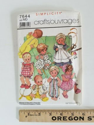 Uncut Simplicity Crafts 7644 Pattern For 15 " - 16 " Baby Doll Wardrobe Romper Dress