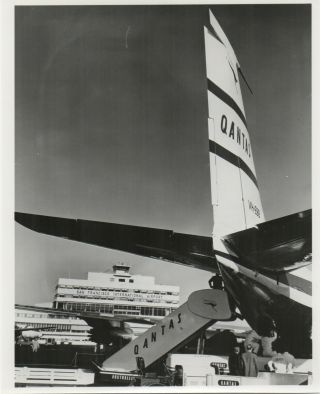 Large Vintage Photo - Qantas Boeing 707 Vh - Ebb At San Francisco