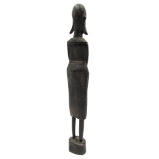 Vintage African Standing Tribal Woman Statue Ebony Carved Wood Figurine Handmade 2