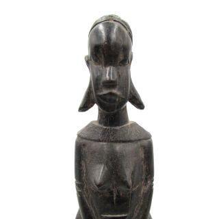Vintage African Standing Tribal Woman Statue Ebony Carved Wood Figurine Handmade 3