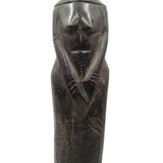 Vintage African Standing Tribal Woman Statue Ebony Carved Wood Figurine Handmade 4