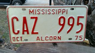 Vintage 1975 Mississippi Alcorn County License Plate Caz - 995