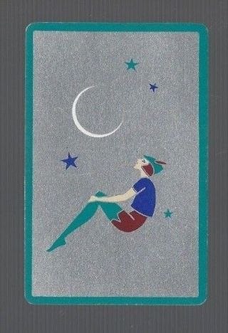 Playing Swap Cards 1 Vint Young Boy Gazing At Moon & Stars Deco Deluxe 870