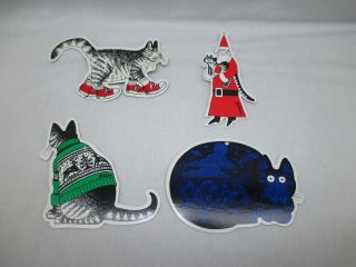 Vintage B Kliban Cats Set Of Four Cutout Cardboard Die Cut Art Crafts Ornaments