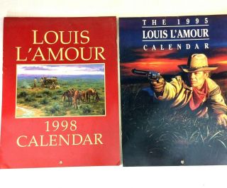 Vintage Louis L’amour Western Art Calendars 1995 & 1998 Large 10 - 1/4 X 13 - 1/2”