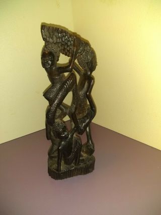Vintage Wooden Or Resin African Tribal Carved People Wood Sculpture