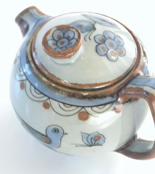 EL PALOMAR Pottery,  Blue Birds Butterflies Teapot,  Ken Edwards Collectible - SM 4