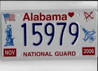 Alabama 2006 License Plate " 15979 " National Guard