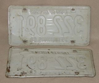 1958 Illinois Auto License Plates Matched Pair 2