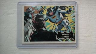 Vintage 1966 Topps Batman Black Bat Card 12 " Batman Strikes "