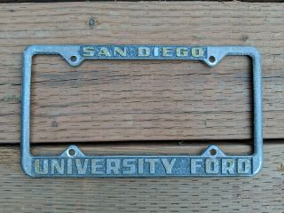 Vtg San Diego California Ca University Ford Dealership License Plate Frame