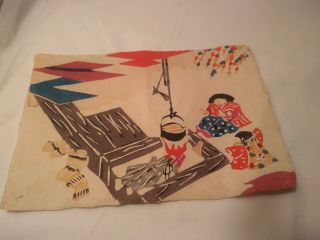 Japanese Woodblock Print Woman Child Cooking By Fire And Tree Has