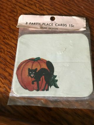 8 Vintage Halloween Place Cards Curran Creations Black Cat Bat