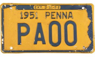1951 Pennsylvania Sample License Plate