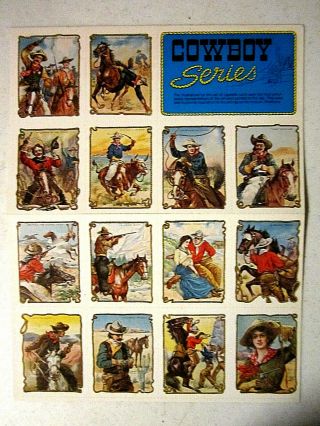 14 Cowboy Series Hassan Cigarette Trading Cards Uncut Sheet Nostalgia Press Repr