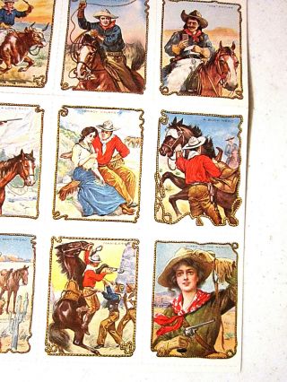 14 Cowboy Series Hassan Cigarette Trading Cards Uncut Sheet Nostalgia Press Repr 6