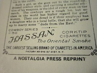 14 Cowboy Series Hassan Cigarette Trading Cards Uncut Sheet Nostalgia Press Repr 8