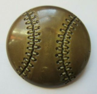 Awesome Xl Antique Vtg Celluloid Picture Button Realistic Baseball Sport (n)