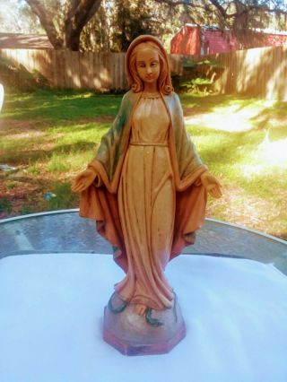 Malsiner H.  Polyresin Virgin Mary Madonna Figurine Italy 9.  5 " Tall