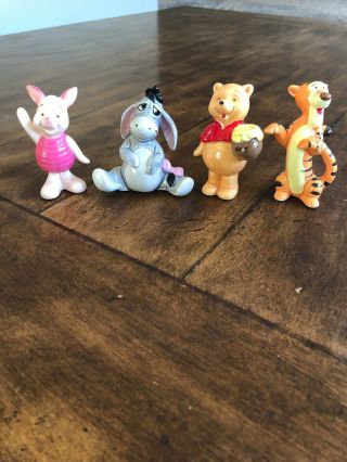 4 Vintage Disney Winnie The Pooh Ceramic Figurines Eeyore Tigger Piglet Japan