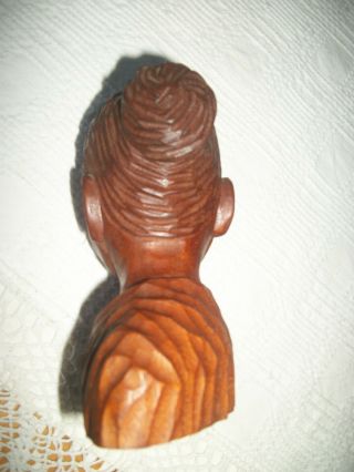 Signed Jose J.  Pinal Teak? Wood Carving Bust WOMAN Sculpture 6 