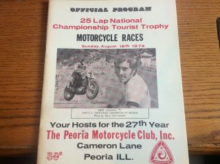 Vintage 1974 Peoria Motorcycle Club Tourist Trophy Races Program