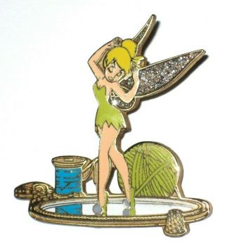 Disney Pin✿ Tinker Bell Tink Memorable Moments Mirror Yarn Thread Rare Sparkle