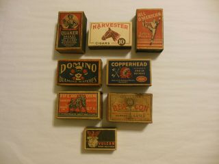 Eight Vintage Safety Match Boxes 2 1/4 "