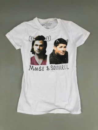 Supernatural Tv Series Sam Moose And Dean Squirrel M T - Shirt White