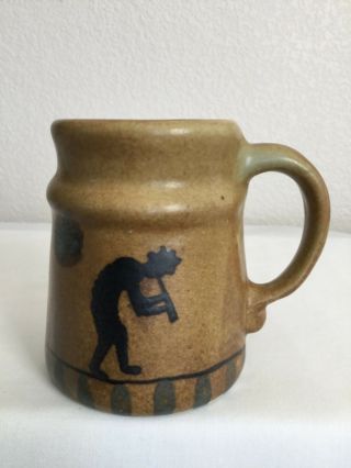 Southwest Kokopelli Art Pottery Coffee Mug Cup 10 Oz 4 1/4 " High