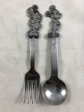 Mickey & Minnie Mouse Stainless Steel Spoon Fork Vintage Bonny Walt Disney Japan