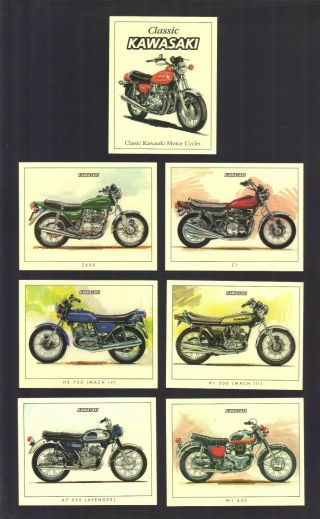 Cigarette/trade/cards.  Golden Era.  Classic Kawasaki (m/cycles).  (1999).  (set Of 6)
