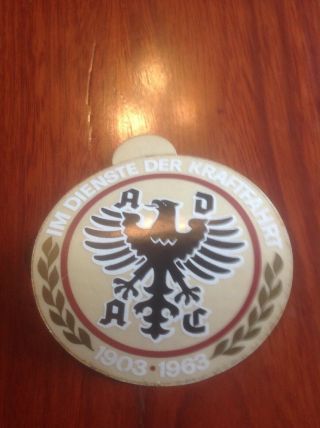 Vintage German Adac Club Motorcycle Decal Sticker Rare 1903 - 1963