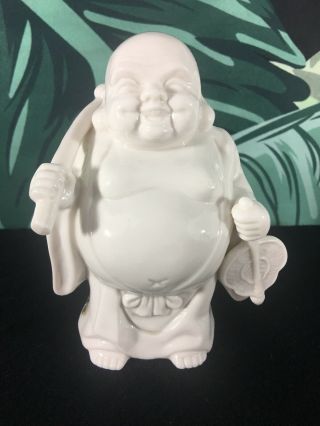 Vintage Asian White Buddha Statue Figurine Oriental Buddhism Decorama 3