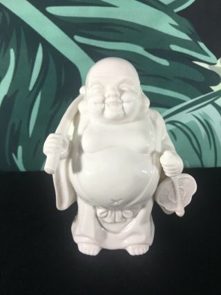 Vintage Asian White Buddha Statue Figurine Oriental Buddhism Decorama 4