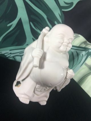 Vintage Asian White Buddha Statue Figurine Oriental Buddhism Decorama 6