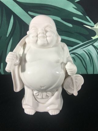 Vintage Asian White Buddha Statue Figurine Oriental Buddhism Decorama 7