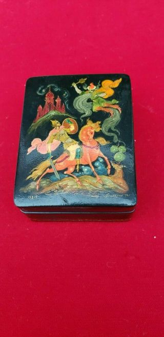 Vintage Russian Lacquer Box Signed & Numbered W/ 3 X 2 1/4 In.