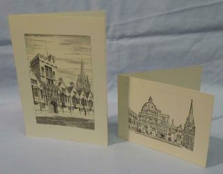 2 Vintage Christmas Cards From Brasenose College Oxford University