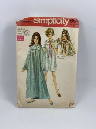 Vintage Simplicity 8457 Pattern For Misses Size Med 12 - 14 Nightgown & Bedjacket