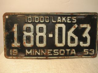 Minnesota License Plate Expired 1953 Automobile Old Car Collectible Us Ship