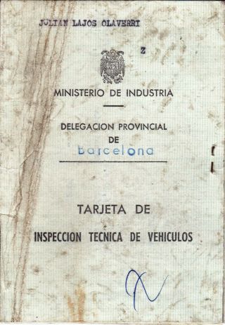 Spain,  1976,  Vehicle Inspection Card - Bultaco 326,  20 Sherpa T350 Motorcycle