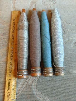Vintage Wooden Thread Spools Industrial Wood Textile Spindle - Bobbins 8 3/4 "