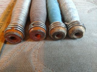 Vintage Wooden Thread Spools Industrial Wood Textile Spindle - Bobbins 8 3/4 