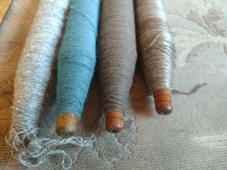 Vintage Wooden Thread Spools Industrial Wood Textile Spindle - Bobbins 8 3/4 
