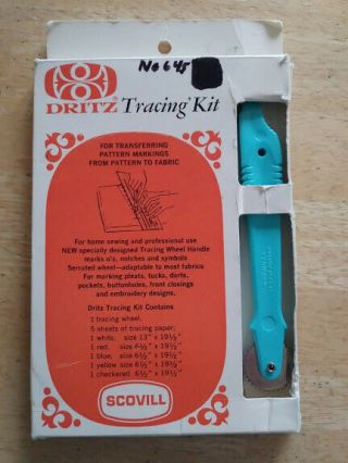 Vintage Dritz Tracing Kit Wheel Paper Crafts Sewing 1960 Collectible Number 645